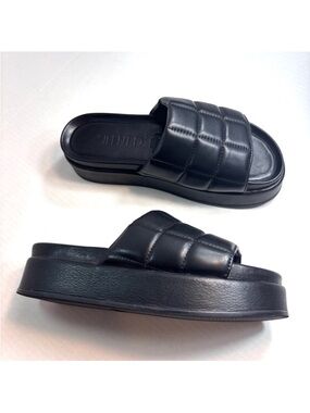 Anthropologie Silent D Leather Quilted Sandals Platform Chunky Y2K Size 40/9-9.5